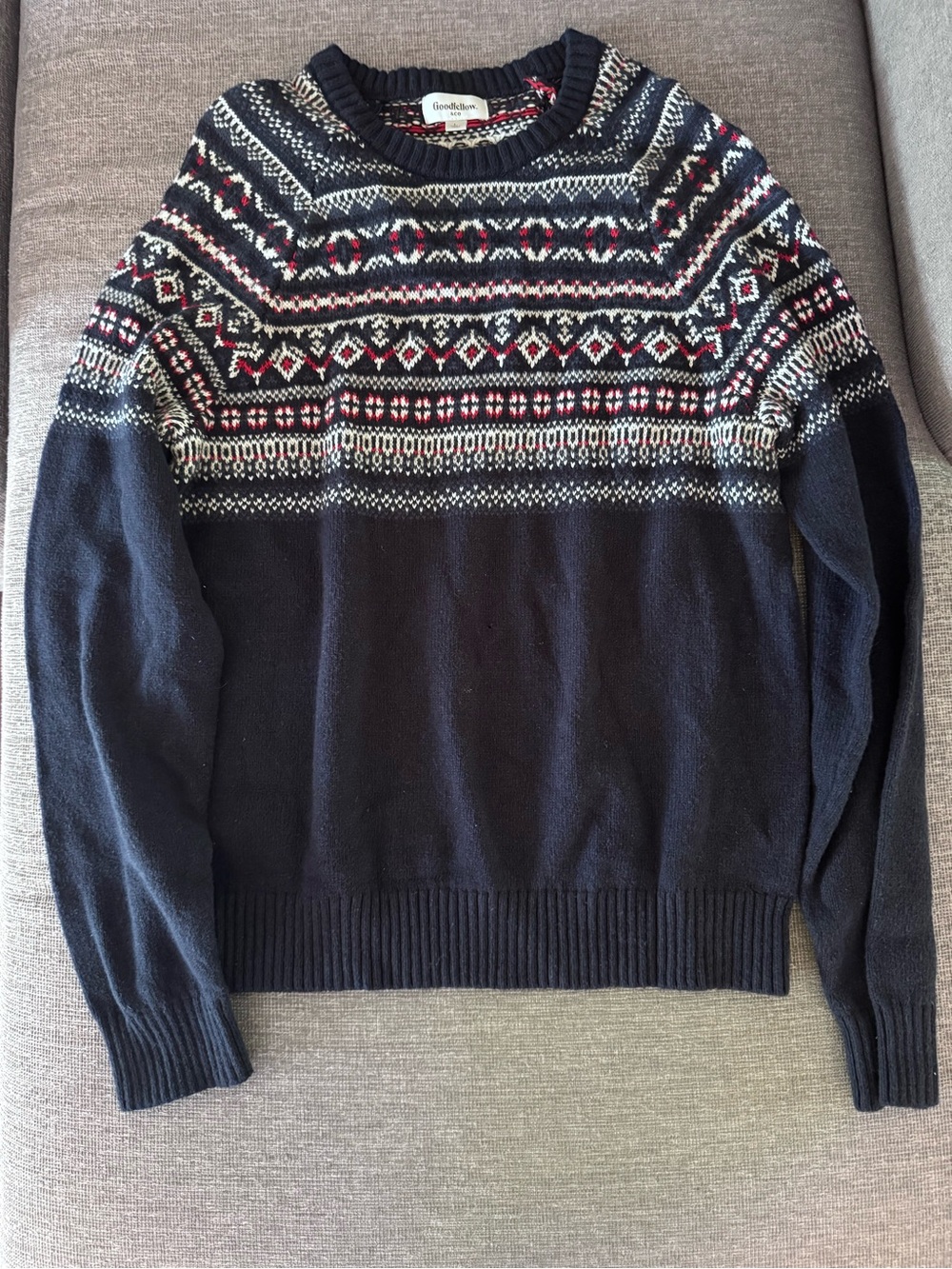 Goodfellow & Co Navy Crewneck Sweater with Fair Isle Pattern